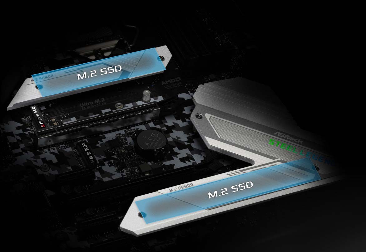 ASRock cung cấp 2 cổng  M.2 có thể cắm các SSD mới nhất theo chuẩn PCIe 3.0